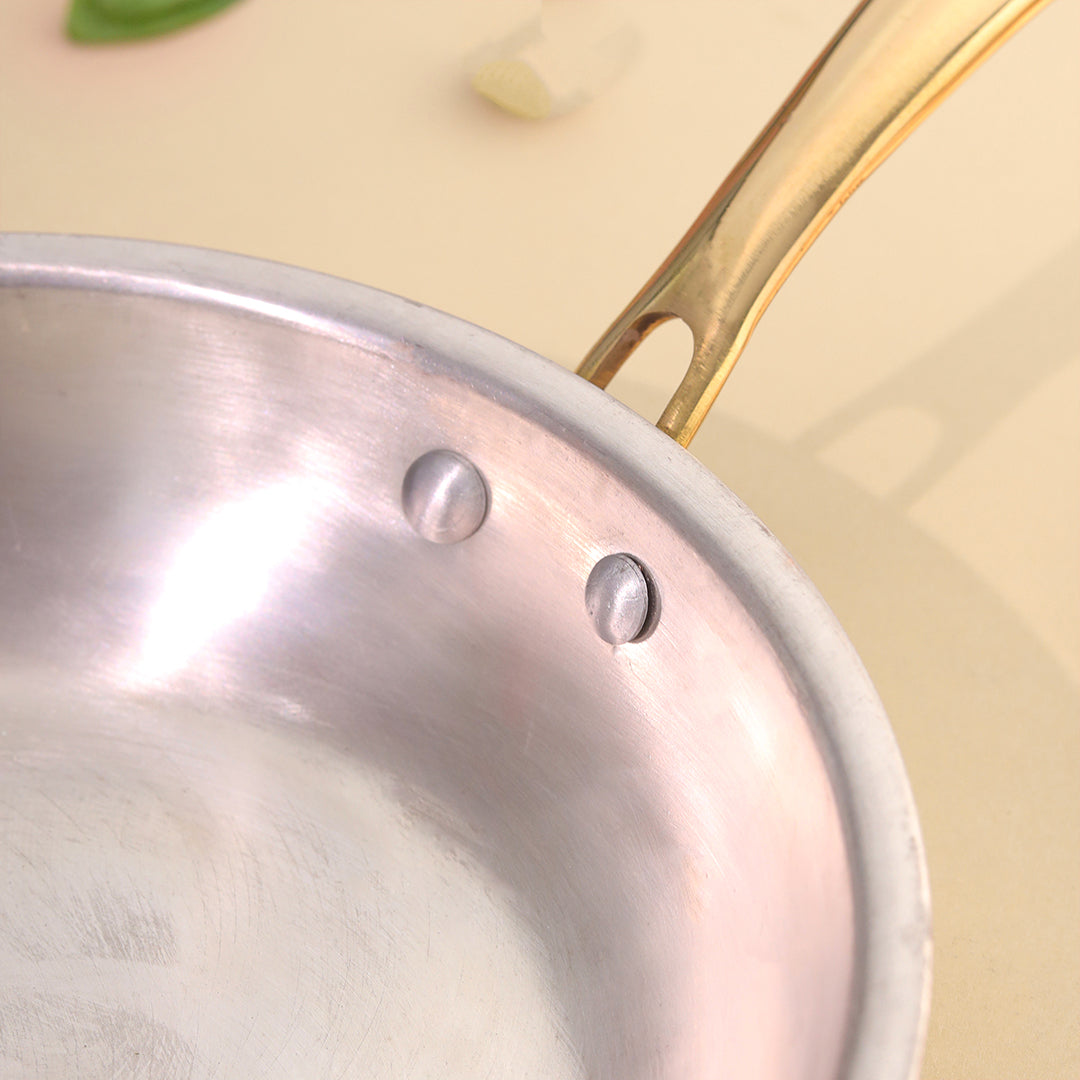 Copper Fry Pan With Lid And Handle (16.5 Inch) | HEIGHT INCHES Handcrafted